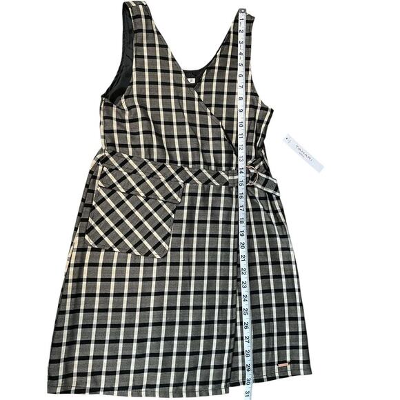 NWT TAHARI Girls Size 10 Babydoll Wrap Dress Black and Tan Strip Plaid - Picture 4 of 10